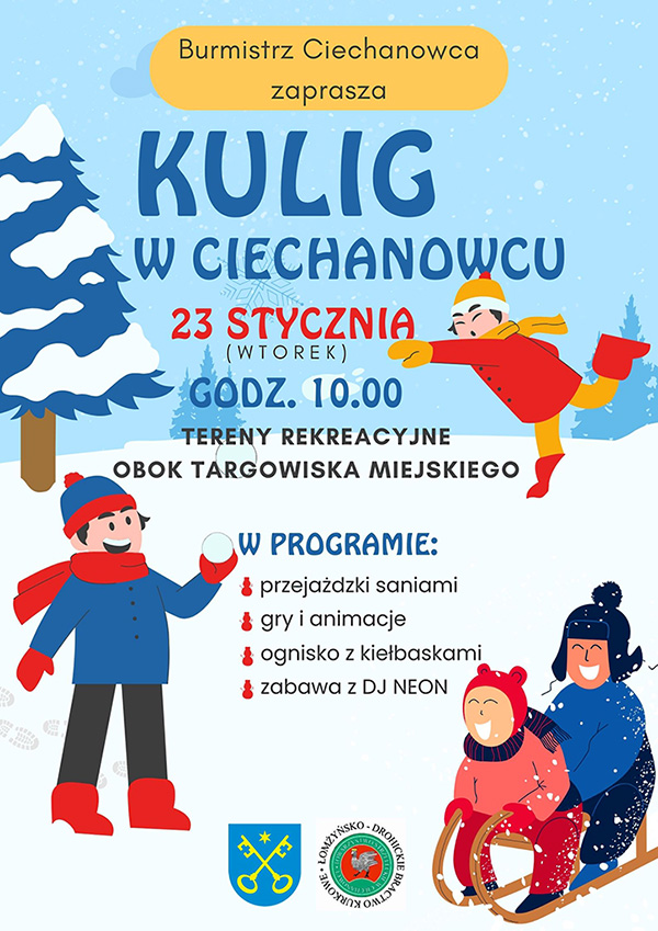 Burmistrz Ciechanowca zaprasza na kulig inaugurujący rozpoczęcie ferii zimowych