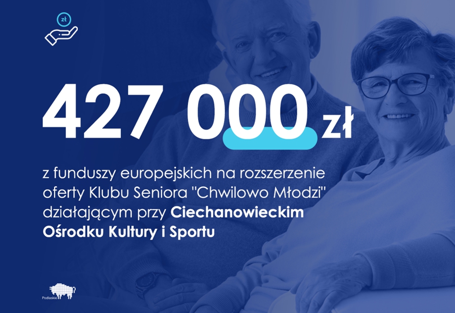 427 tys. zł dotacji otrzymał Ciechanowiecki Ośrodek Kultury i Sportu na wzrost aktywności seniorów