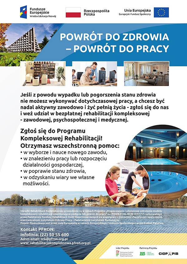 Kompleksowa rehabilitacja to program umożliwiający powrót do zdrowia i powrót do pracy