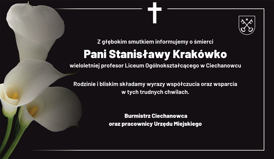 Zmarła Pani Stanisława Krakówko – wieloletnia profesor Liceum Ogólnokształcącego w Ciechanowcu