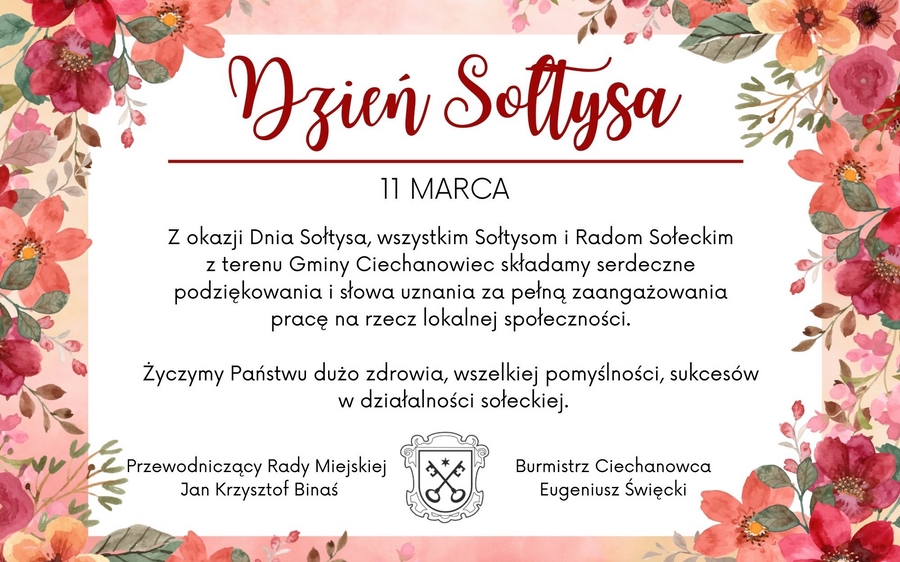 Dzień Sołtysa – wyrazy uznania dla Sołtysów i Rad Sołeckich z Gminy Ciechanowiec