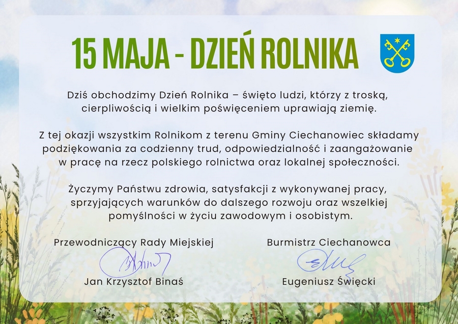 Dzień Rolnika – wyrazy uznania i podziękowania dla Rolników z Gminy Ciechanowiec