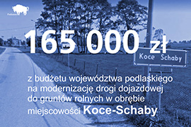 165 000 zł na modernizację drogi dojazdowej do gruntów rolnych w miejscowości Koce-Schaby