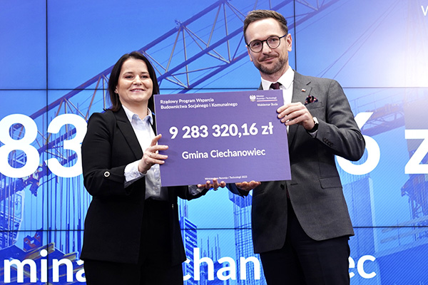 Ponad 9 mln zł z Rządowego Programu Mieszkania Komunalne trafi do Gminy Ciechanowiec