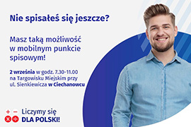 Punkt Spisowy w Ciechanowcu na Targowisku Miejskiem - pomoc pracowników Urzędu Statystycznego w Białymstoku
