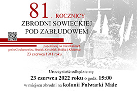 81. rocznica Zbrodni Sowieckiej pod Zabłudowem - zaproszenie na uroczystości