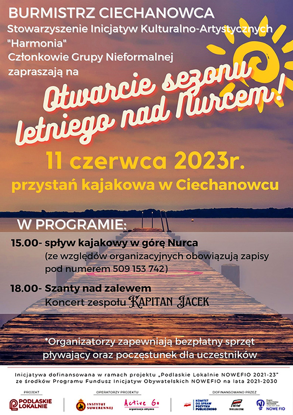 Otwarcie sezonu letniego nad Nurcem - 11 czerwca przystań kajakowa w Ciechanowcu