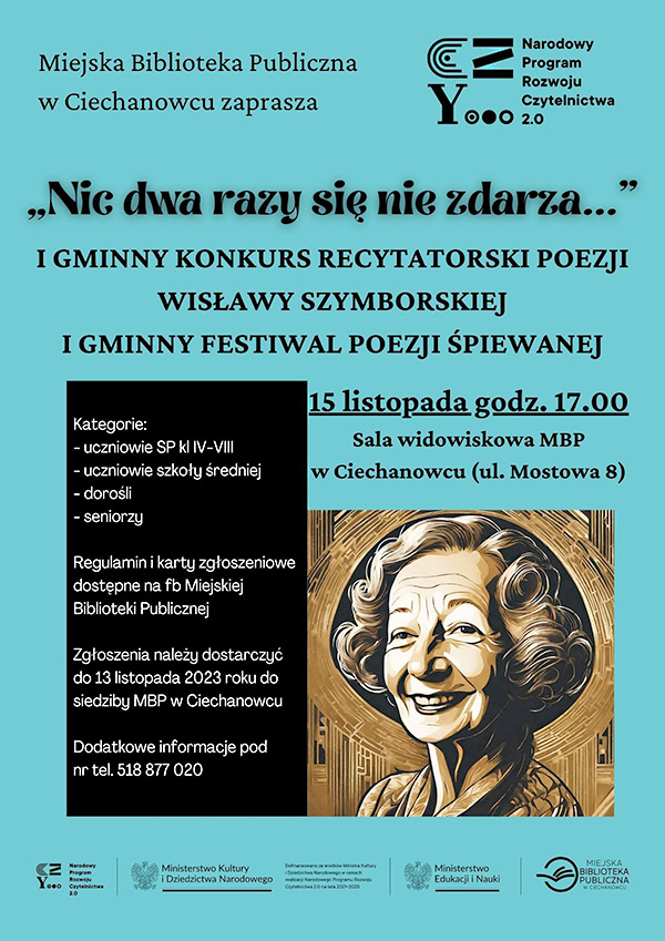 Gminny Konkurs Recytatorski oraz Gminny Festiwal Poezji Śpiewanej pod hasłem "Nic dwa razy się nie zdarza"