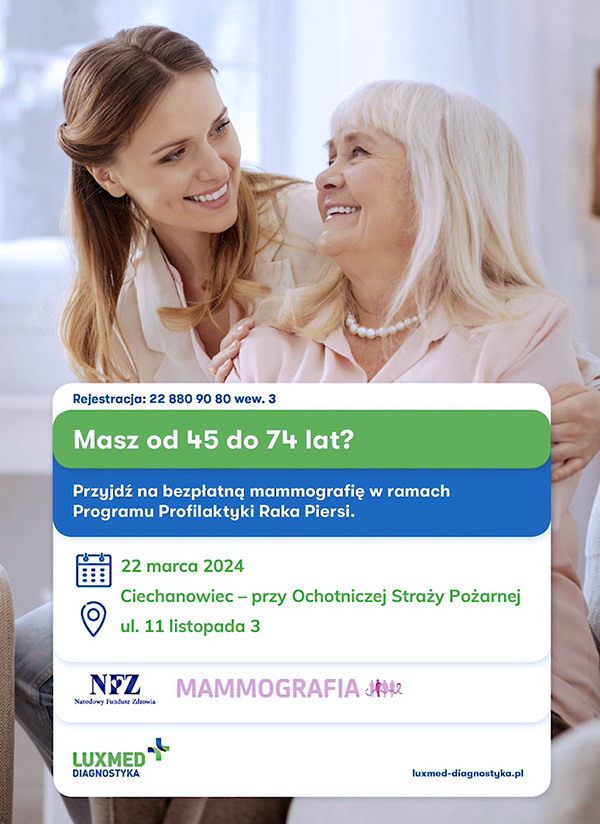 LUX MED Diagnostyka zaprasza na bezpłatne badania mammograficzne dla Pań w wieku od 45 do 74 lat