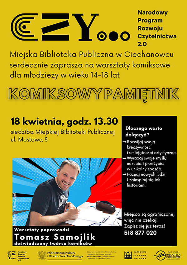 Miejska Biblioteka Publiczna zaprasza młodzież na niezwykłe warsztaty komiksowe