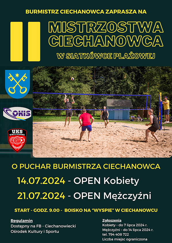 Zapraszamy na Mistrzostwa Ciechanowca w Siatkówce Plażowej o Puchar Burmistrza Ciechanowca