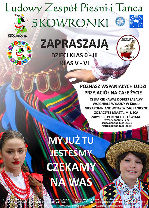 Ludowy Zespół Pieśni i Tańca "Skowronki" prowadzi nabór do zespołu