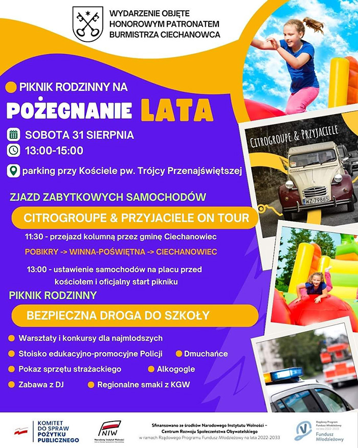 Piknik Rodzinny na Zakończenie Lata, a w programie wiele atrakcji dla każdego