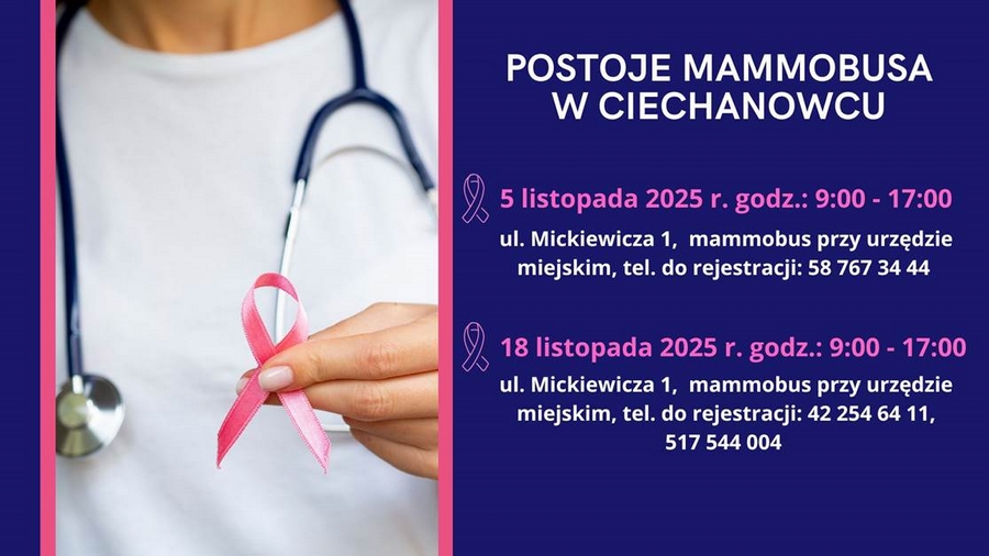 Zbadaj piersi profilaktycznie w Ciechanowcu! - bezpłatna mammografia 5 i 18 listopada