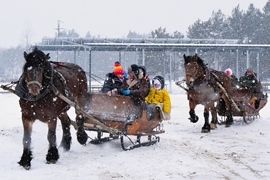 Śnieg, wspólne ognisko i muzyka - kulig na półmetek ferii w Ciechanowcu