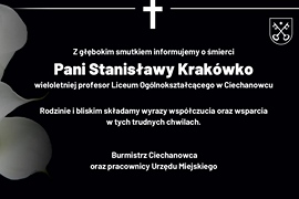 Zmarła Pani Stanisława Krakówko – wieloletnia profesor Liceum Ogólnokształcącego w Ciechanowcu